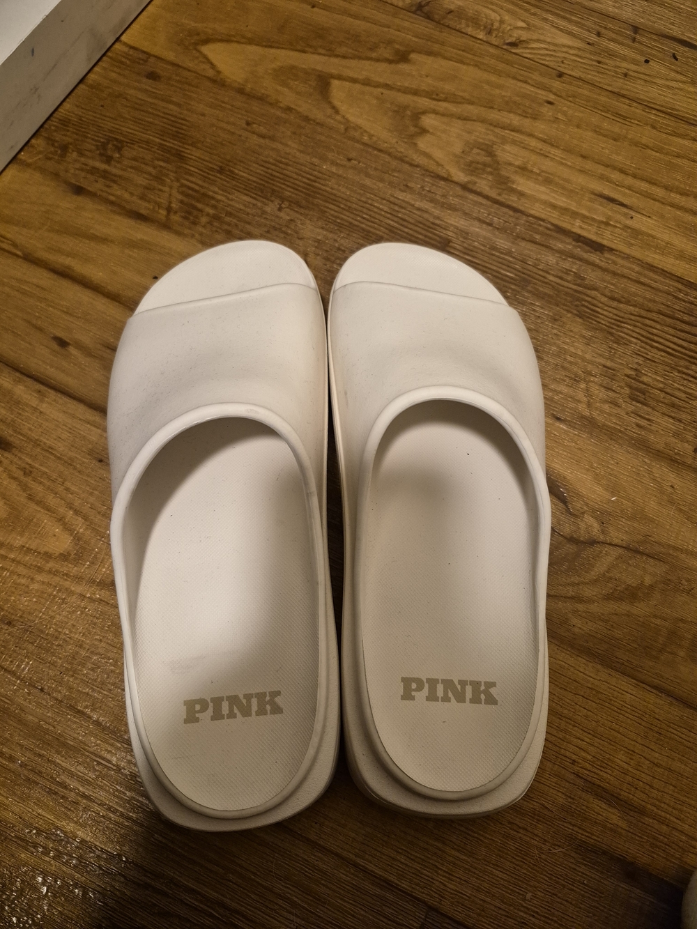 PINK Victoria's Secret White Platform Slide Sandals